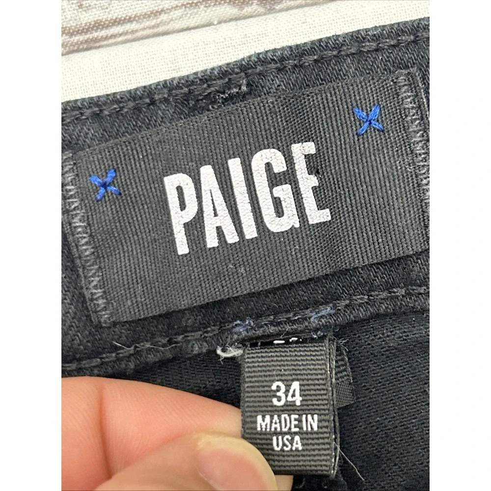 PAIGE Federal Black Straight Leg Jeans Men's Size 34x29 Stretch Made In USA EUC